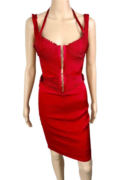 Tom Ford for Gucci F/W 2003 Runway Bustier Corset Silk Red 